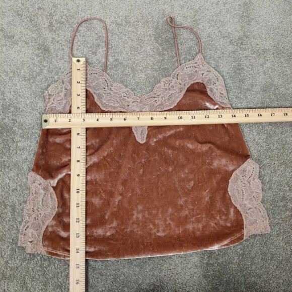 Bershka Women's Tank Top Elegant Lace Trim Velvet Camisole Size XS Feminine - Picture 5 of 5